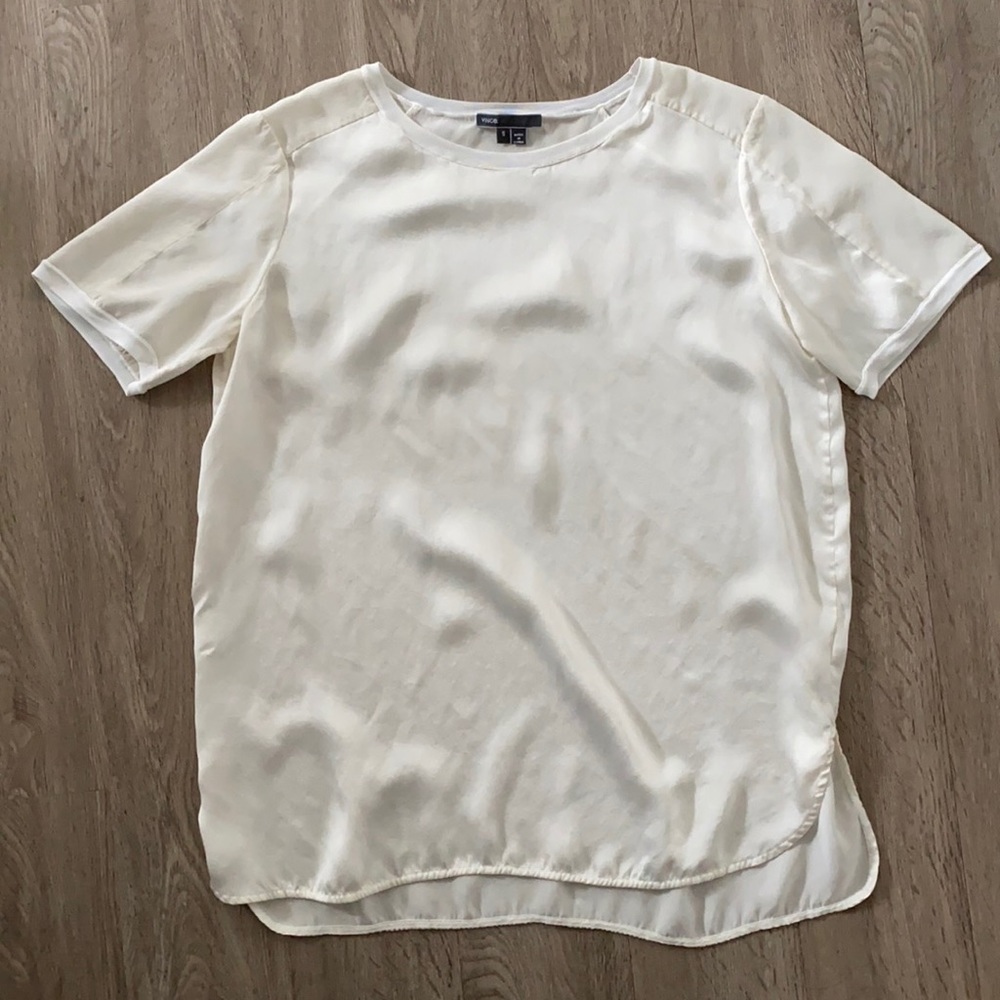 Vince silk tee ivory size small
